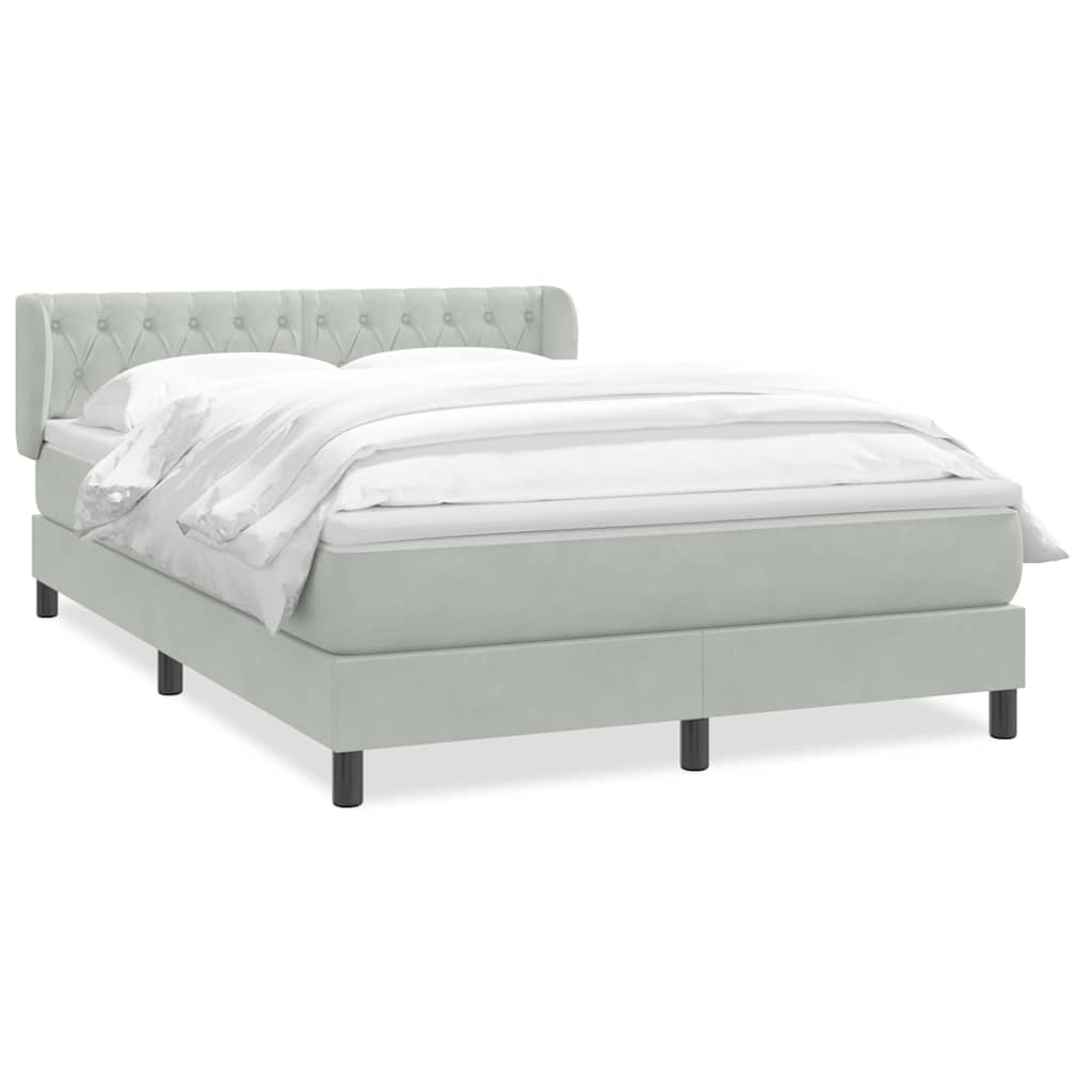 Boxspring met matras fluweel lichtgrijs 160x220 cm is nu te koop bij PeponiXL, paradijselijk wonen!