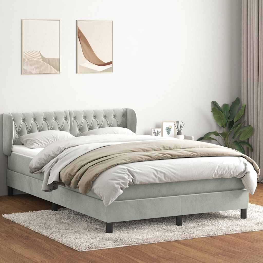 Boxspring met matras fluweel lichtgrijs 160x220 cm is nu te koop bij PeponiXL, paradijselijk wonen!