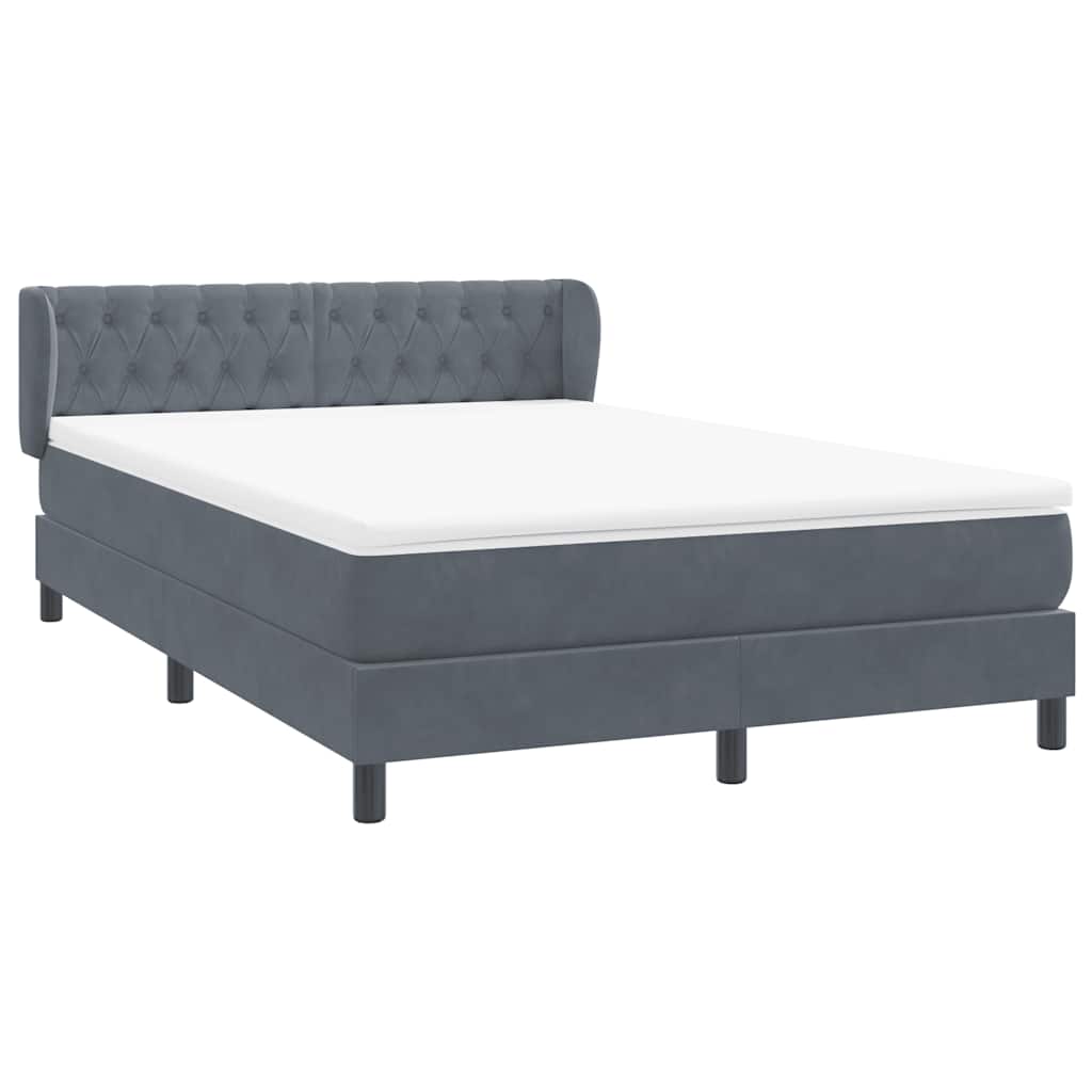 Boxspring met matras fluweel donkergrijs 160x220 cm