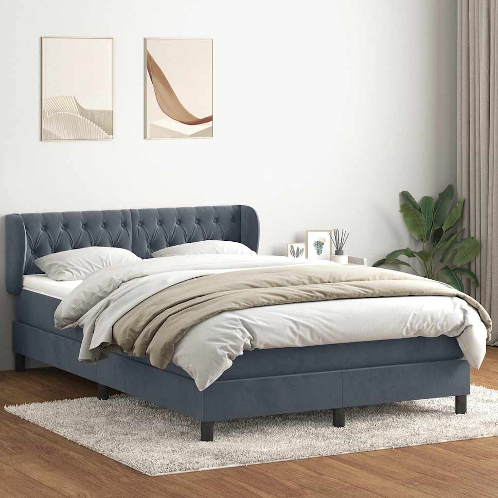 Boxspring met matras fluweel donkergrijs 160x220 cm