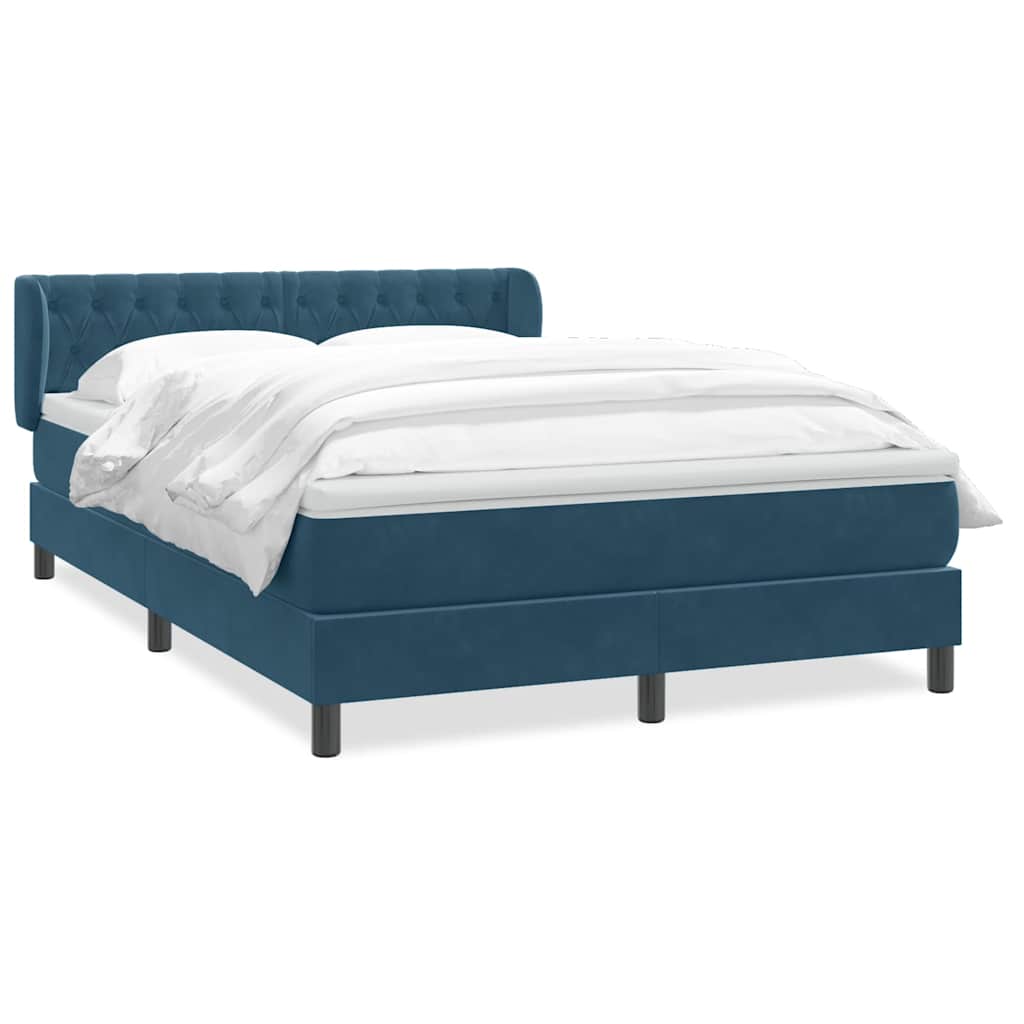 Boxspring met matras fluweel donkerblauw 160x220 cm