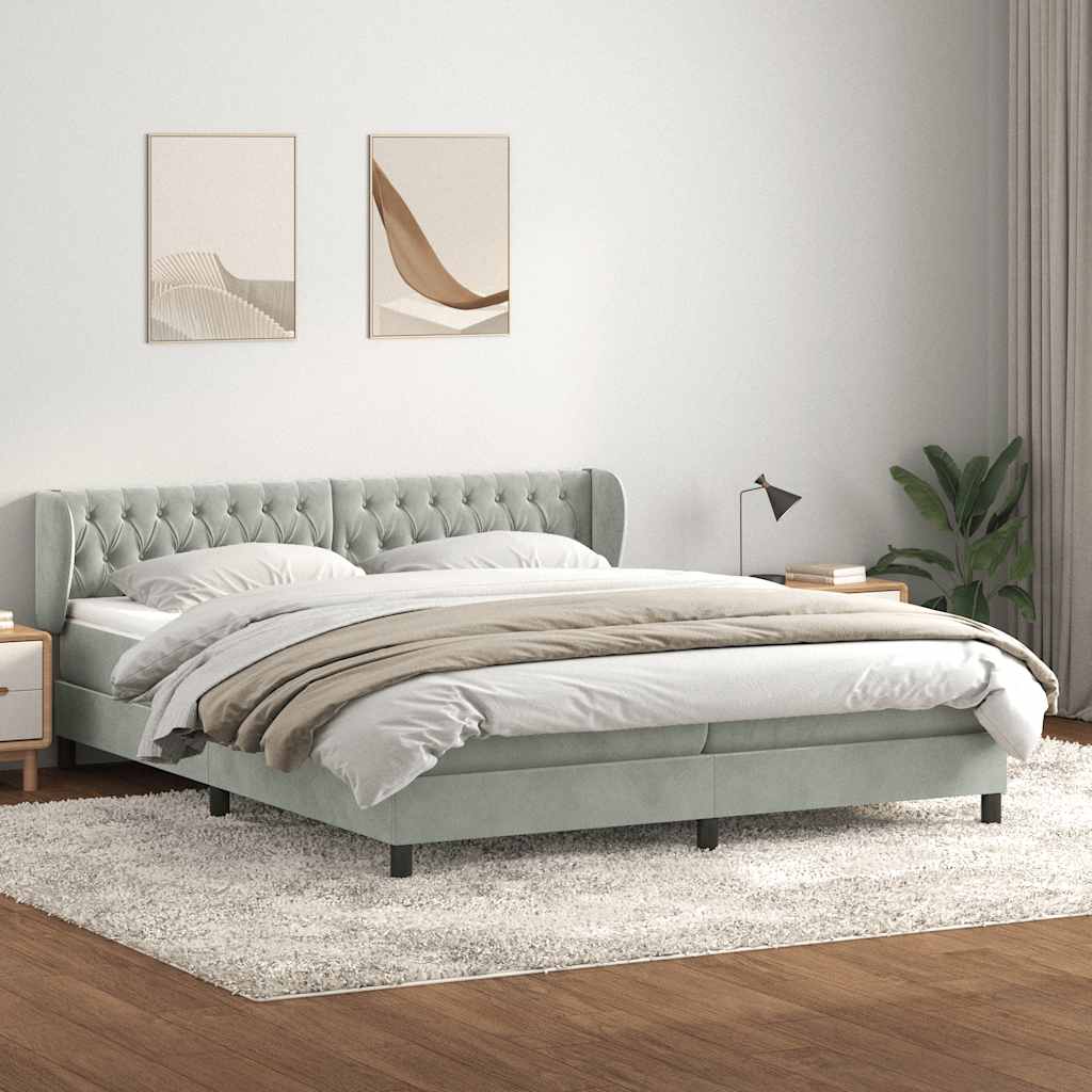 Boxspringbed met matrassen 180x220 cm fluweel lichtgrijs