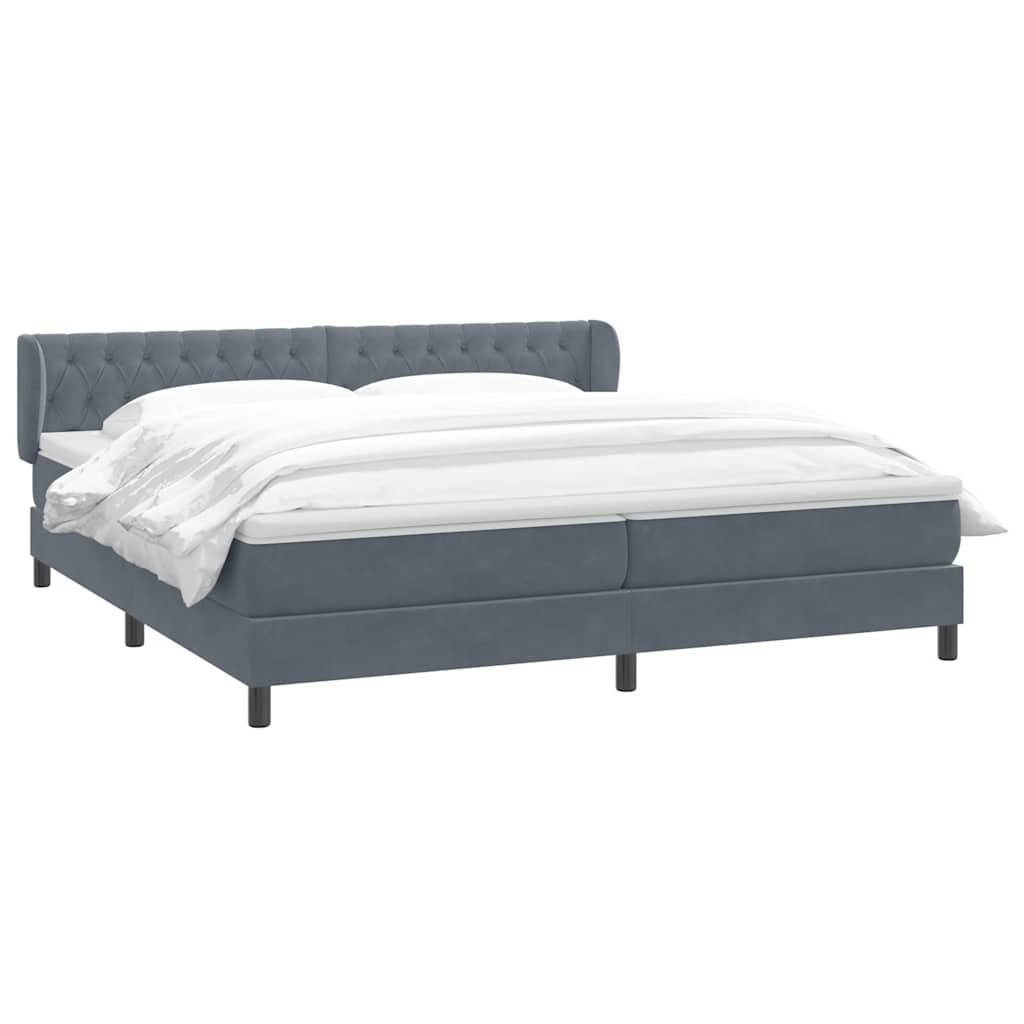 Boxspringbed met matrassen 180x220 cm fluweel donkergrijs is nu te koop bij PeponiXL, paradijselijk wonen!