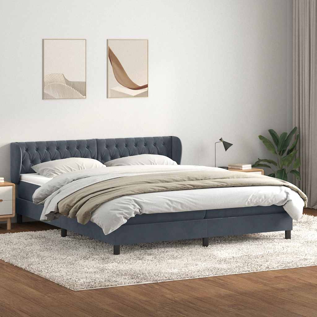 Boxspringbed met matrassen 180x220 cm fluweel donkergrijs is nu te koop bij PeponiXL, paradijselijk wonen!