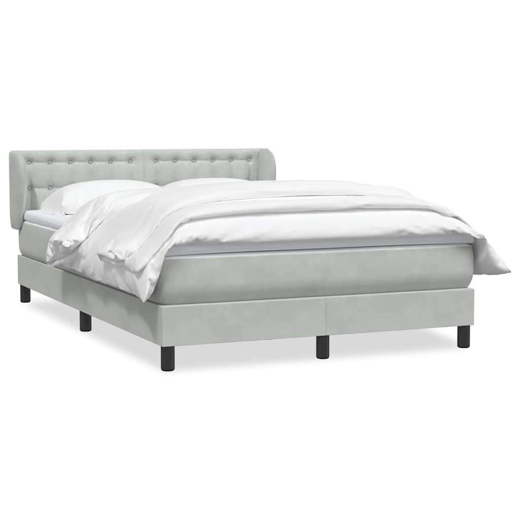 Boxspring met matras fluweel lichtgrijs 160x210 cm is nu te koop bij PeponiXL, paradijselijk wonen!