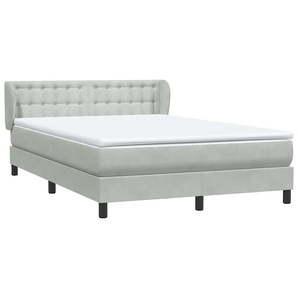 Boxspring met matras fluweel lichtgrijs 160x210 cm is nu te koop bij PeponiXL, paradijselijk wonen!