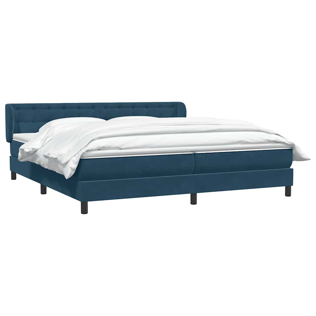 Boxspring met matrassen fluweel donkerblauw 180x210 cm