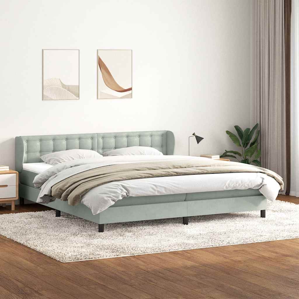 Boxspring met matrassen fluweel lichtgrijs 200x210 cm