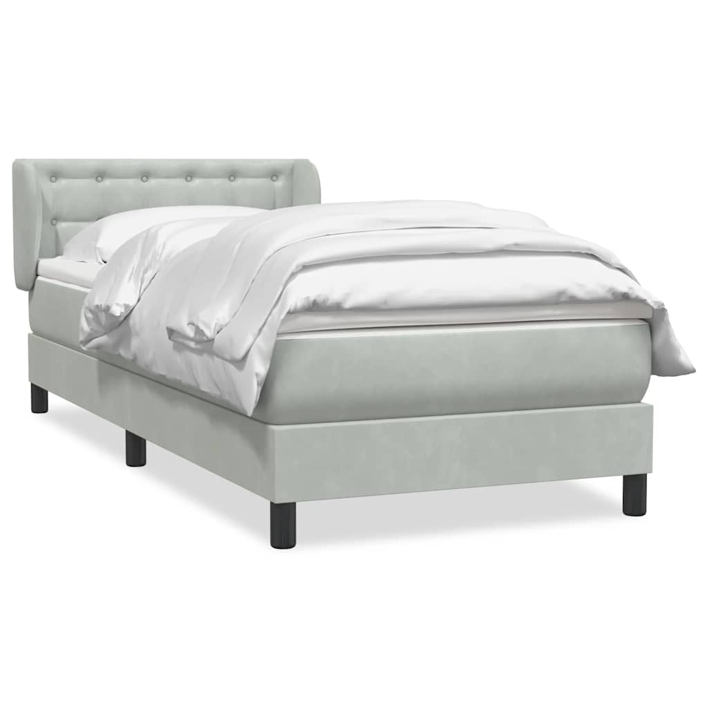 Boxspring met matras fluweel lichtgrijs 80x220 cm is nu te koop bij PeponiXL, paradijselijk wonen!