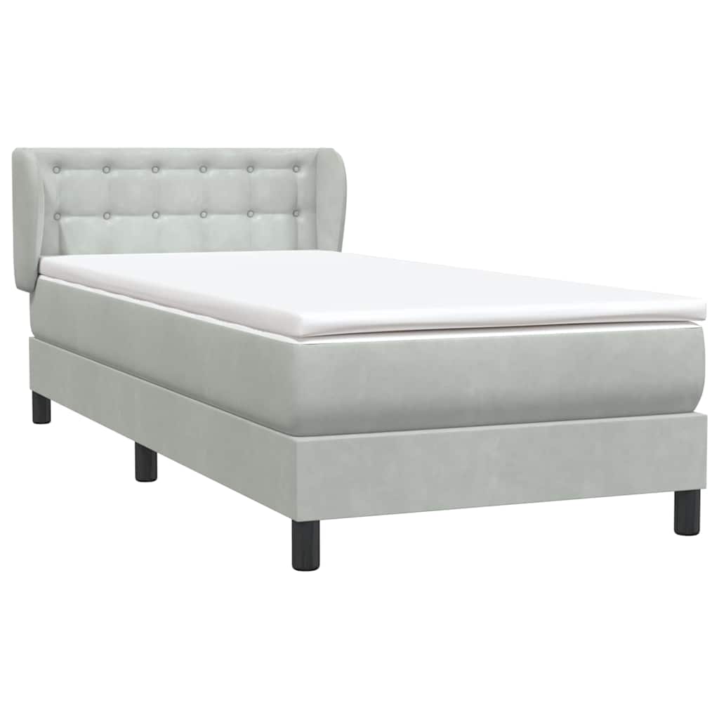 Boxspring met matras fluweel lichtgrijs 80x220 cm is nu te koop bij PeponiXL, paradijselijk wonen!