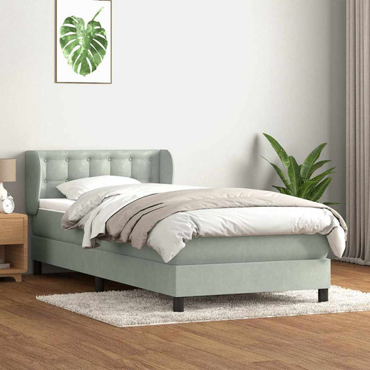 Boxspring met matras fluweel lichtgrijs 80x220 cm is nu te koop bij PeponiXL, paradijselijk wonen!