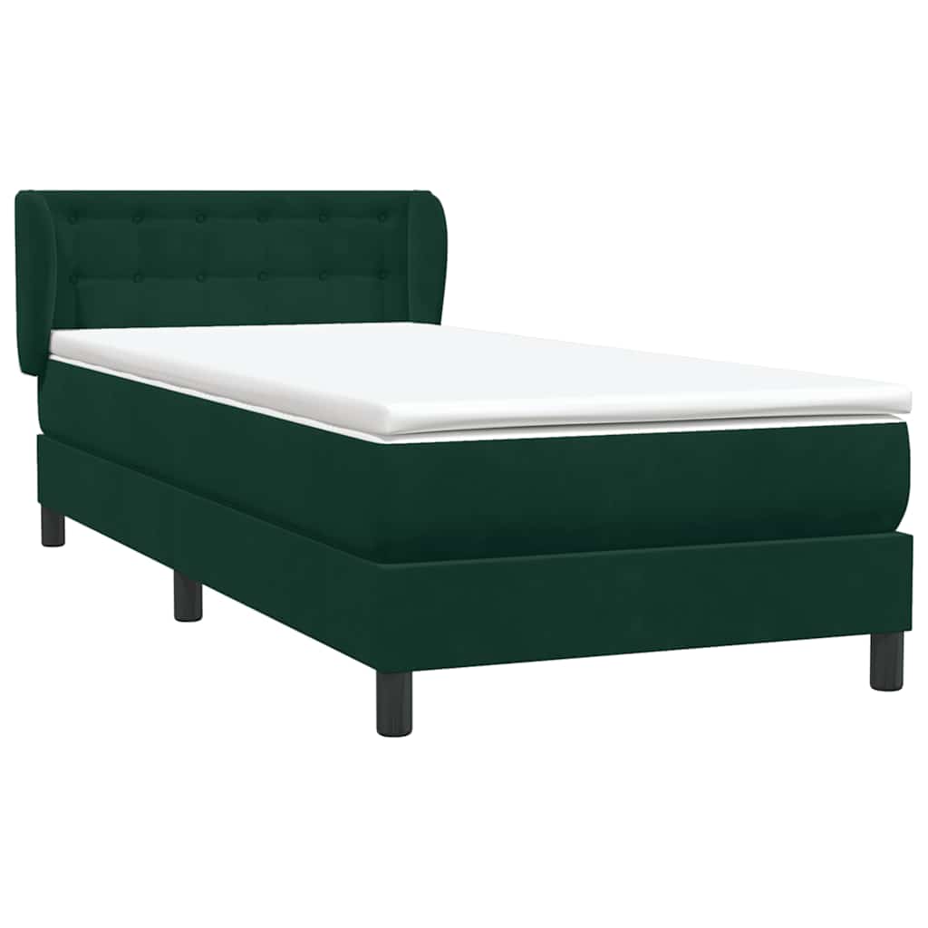 Boxspring met matras fluweel donkergroen 80x220 cm