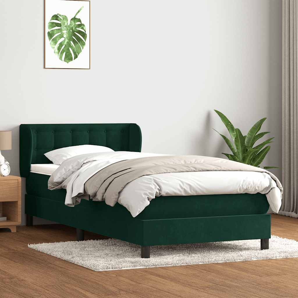 Boxspring met matras fluweel donkergroen 80x220 cm