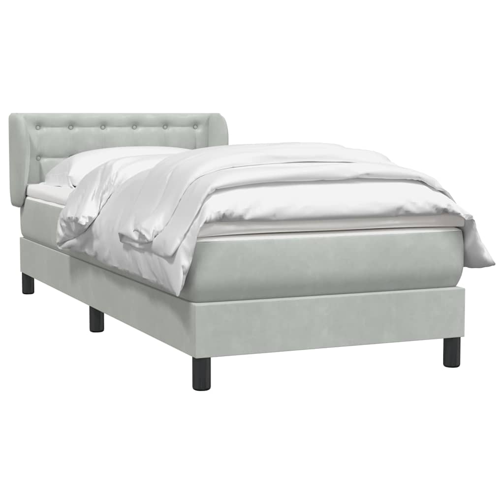Boxspring met matras fluweel lichtgrijs 90x220 cm