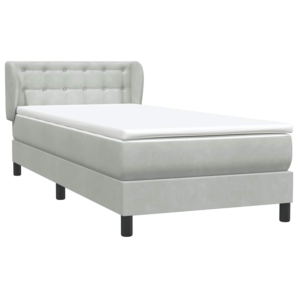 Boxspring met matras fluweel lichtgrijs 90x220 cm
