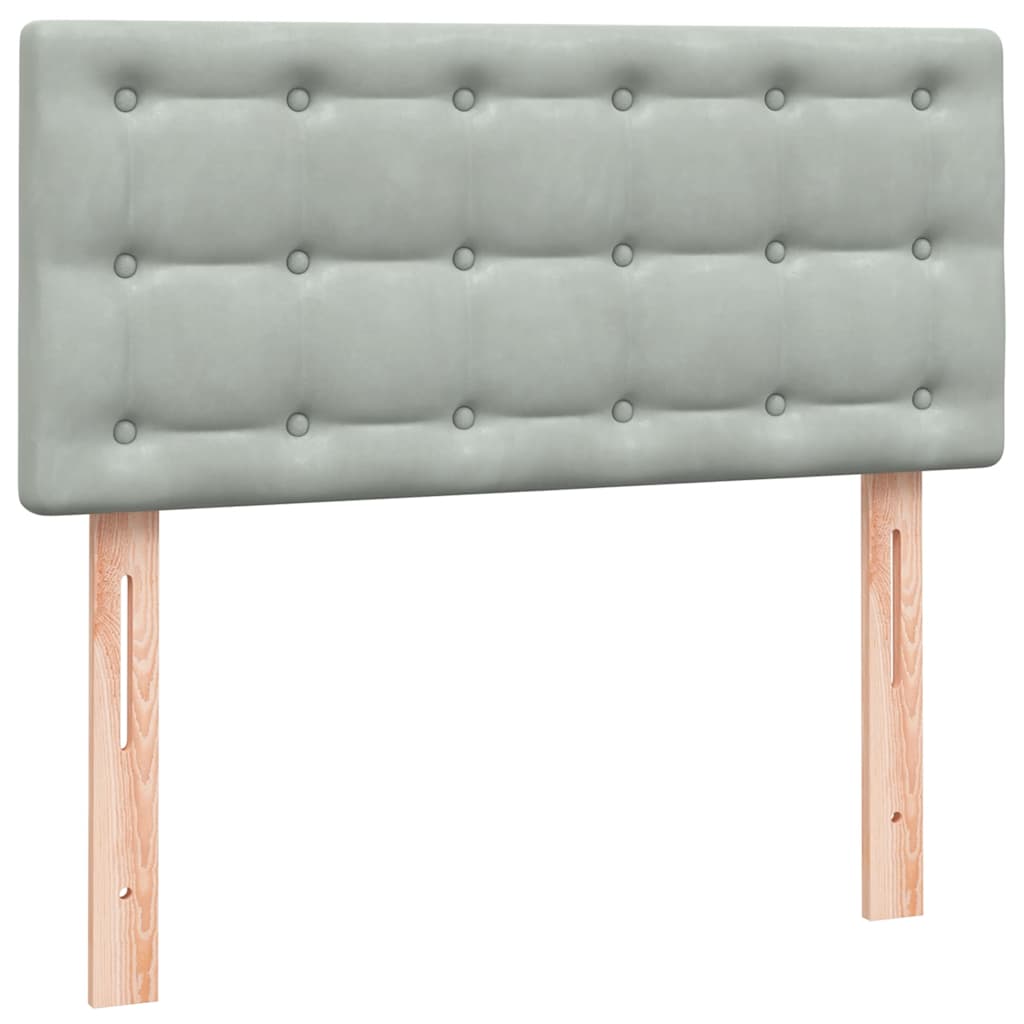 Boxspring met matras fluweel lichtgrijs 90x220 cm