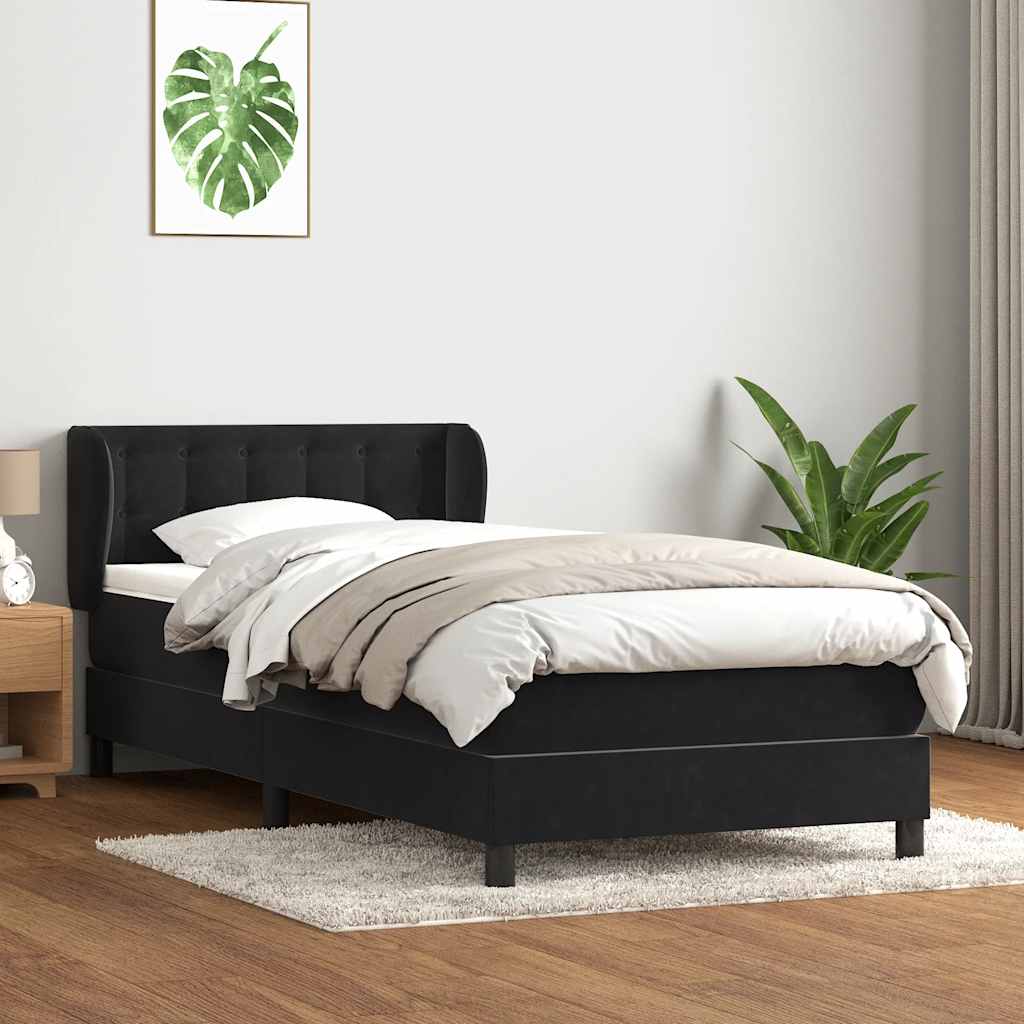 Boxspring met matras fluweel zwart 90x220 cm