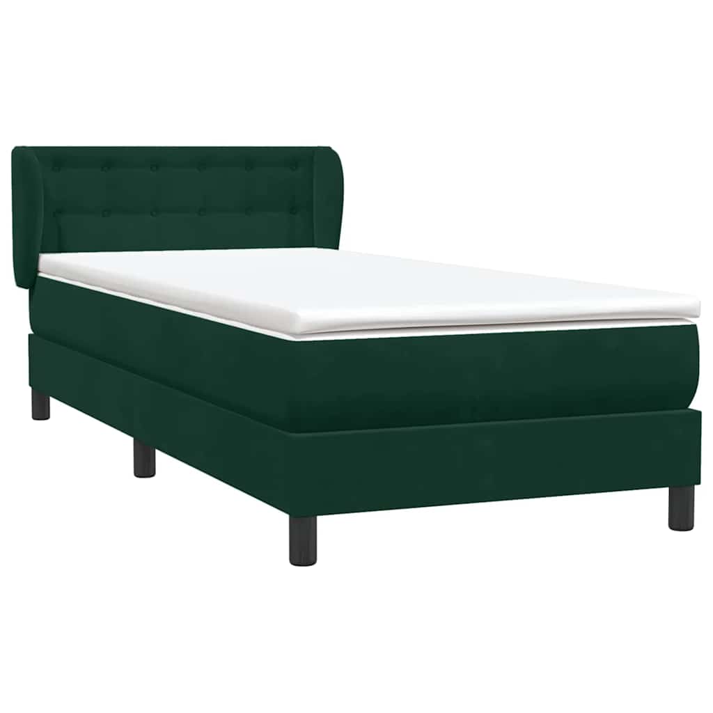 Boxspring met matras fluweel donkergroen 90x220 cm