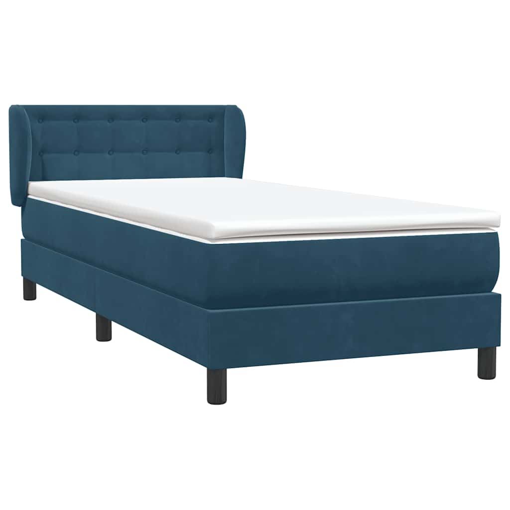 Boxspring met matras fluweel donkerblauw 90x220 cm