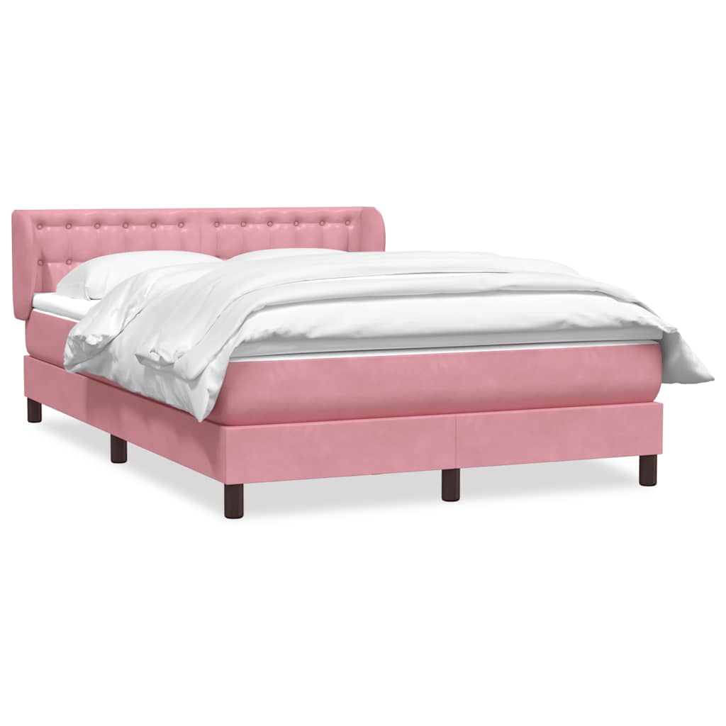 Boxspring met matras fluweel roze 140x220 cm