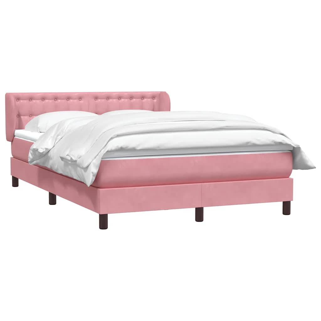 Boxspring met matras fluweel roze 140x220 cm