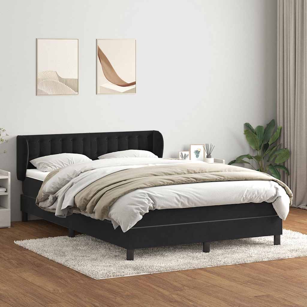Boxspring met matras fluweel zwart 160x220 cm