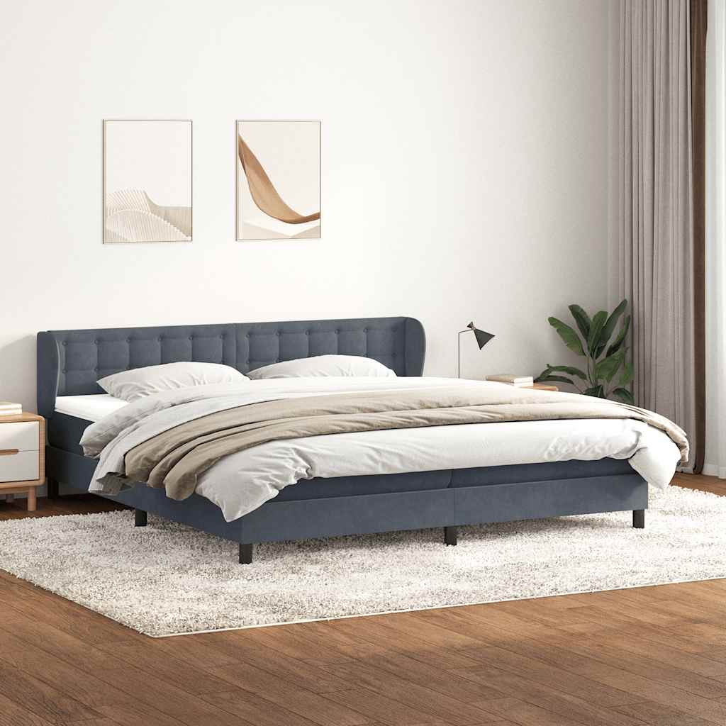 Boxspringbed met matrassen 180x220 cm fluweel donkergrijs is nu te koop bij PeponiXL, paradijselijk wonen!