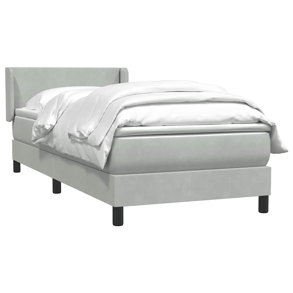 Boxspring met matras fluweel lichtgrijs 80x210 cm is nu te koop bij PeponiXL, paradijselijk wonen!