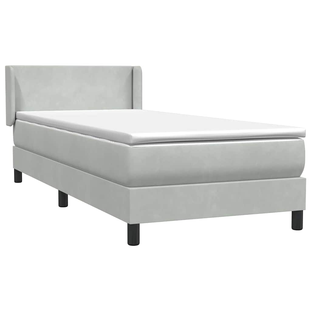 Boxspring met matras fluweel lichtgrijs 80x210 cm is nu te koop bij PeponiXL, paradijselijk wonen!