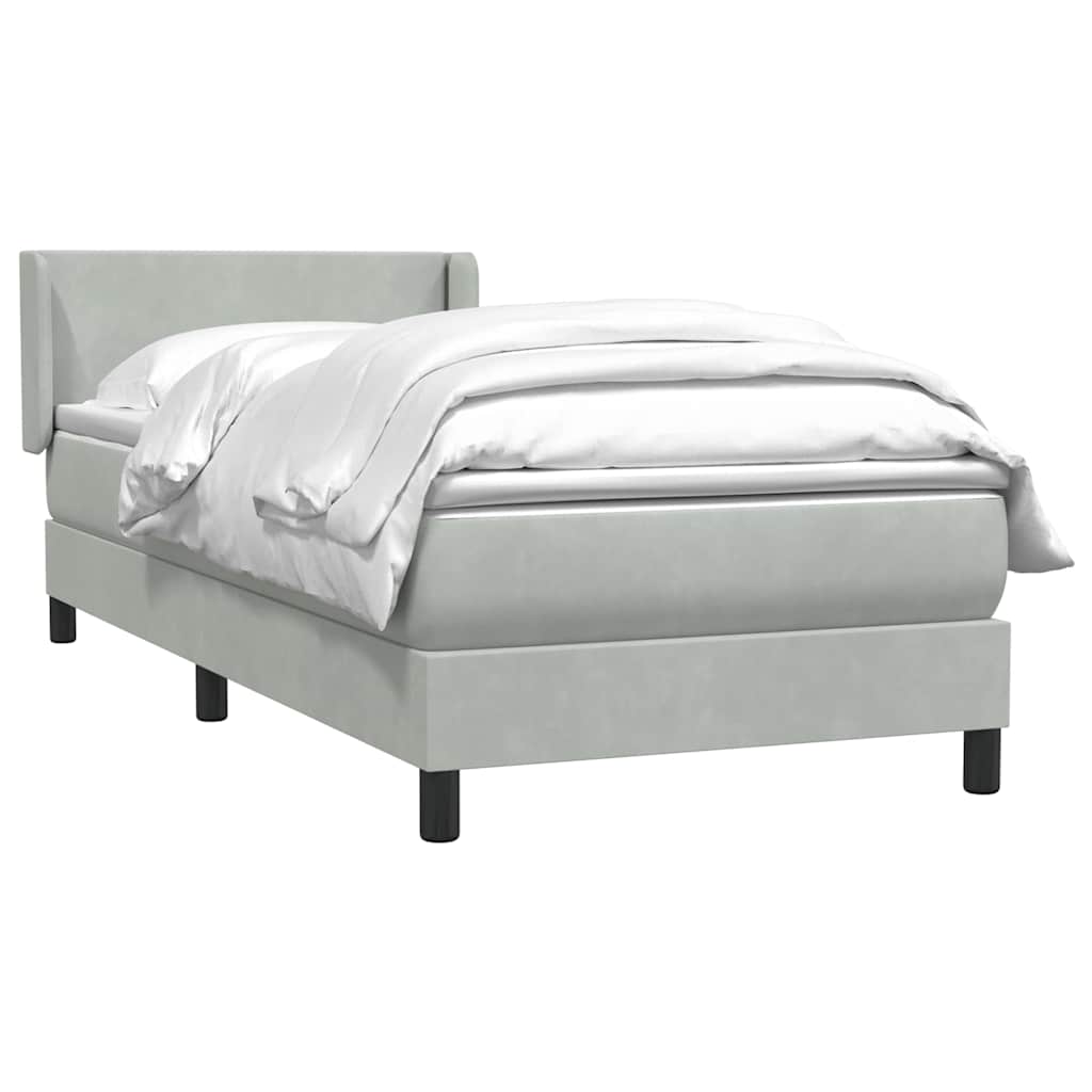 Boxspring met matras fluweel lichtgrijs 90x210 cm is nu te koop bij PeponiXL, paradijselijk wonen!