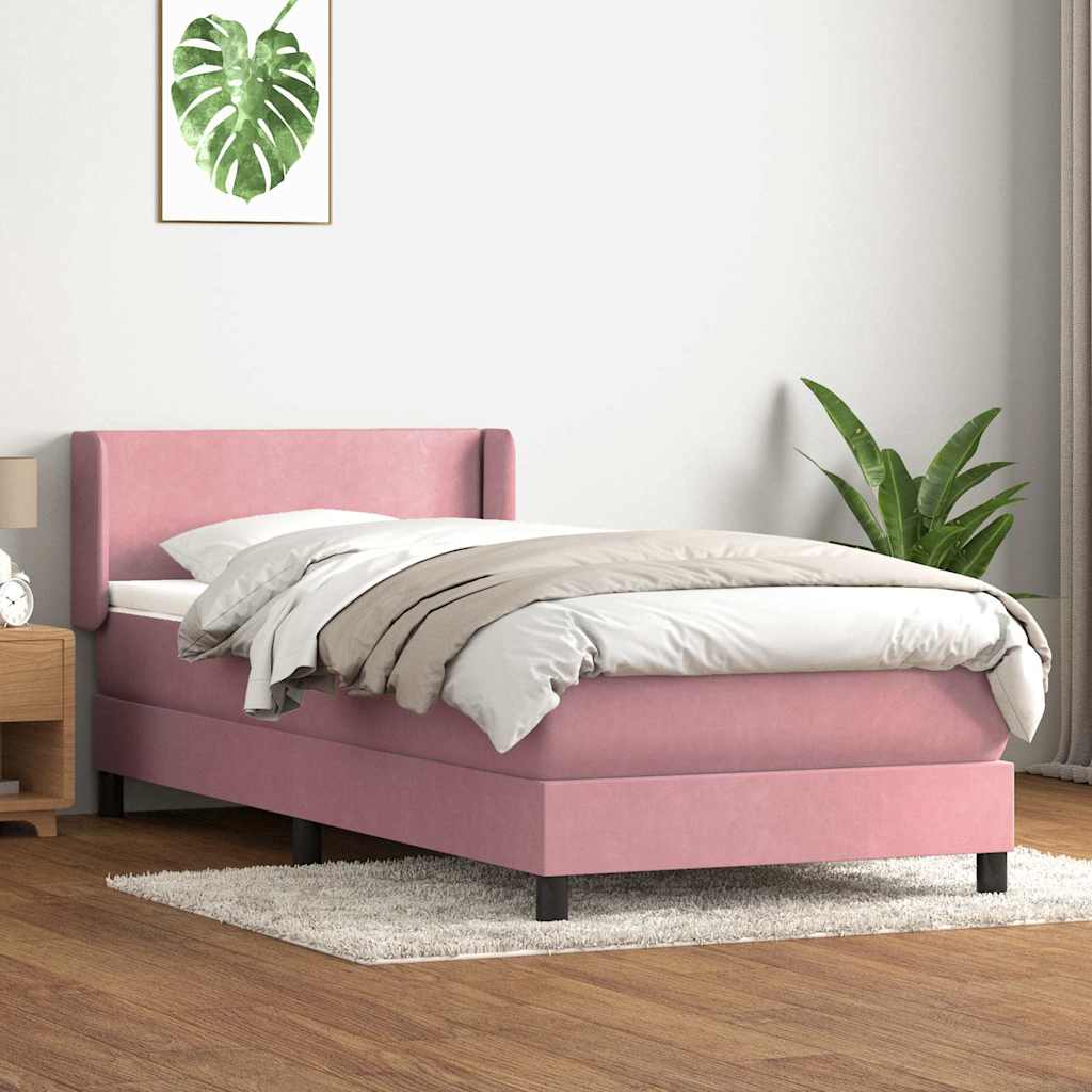 Boxspring met matras fluweel roze 90x210 cm is nu te koop bij PeponiXL, paradijselijk wonen!