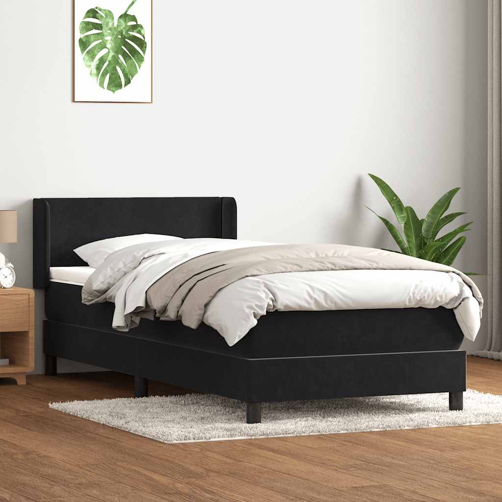 Boxspring met matras fluweel zwart 100x210 cm