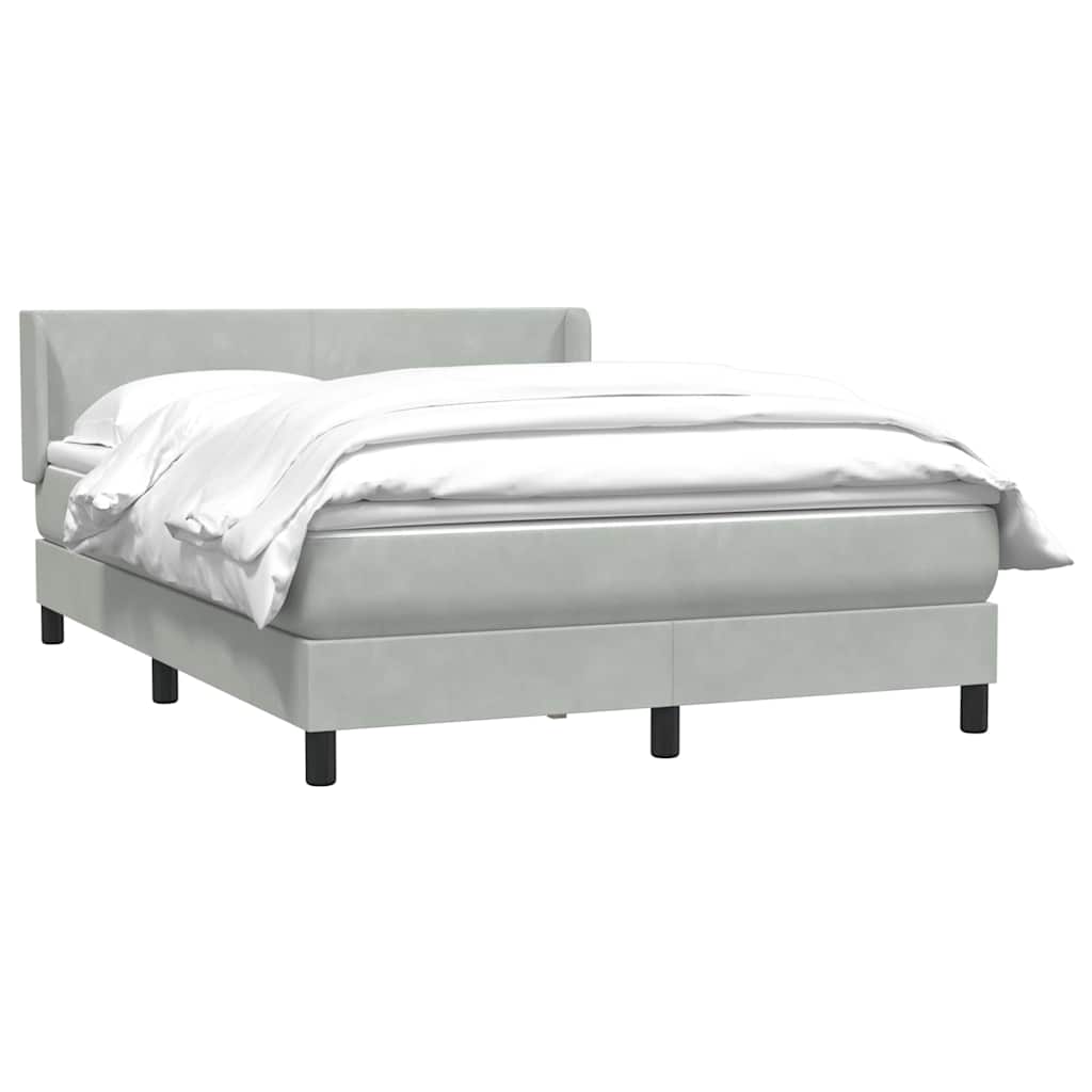 Boxspring met matras fluweel lichtgrijs 140x210 cm