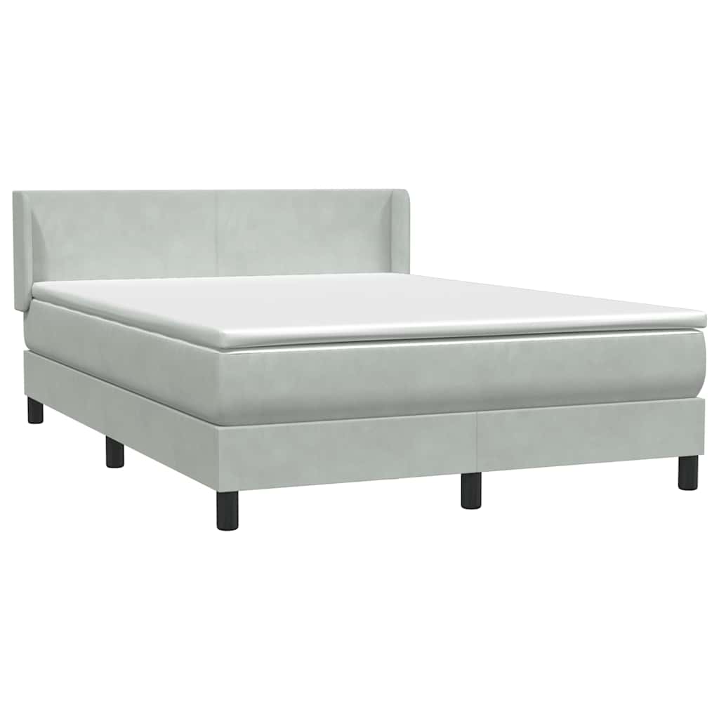 Boxspring met matras fluweel lichtgrijs 140x210 cm