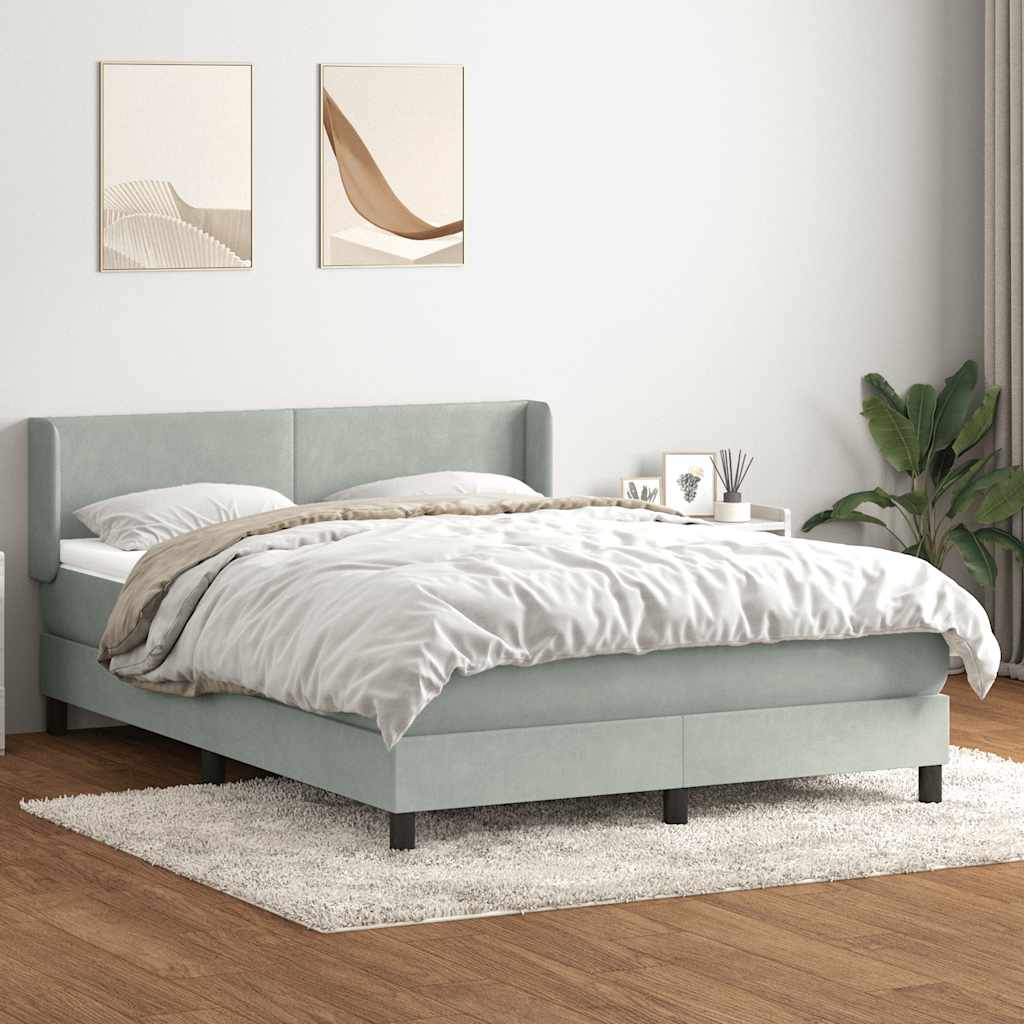 Boxspring met matras fluweel lichtgrijs 140x210 cm
