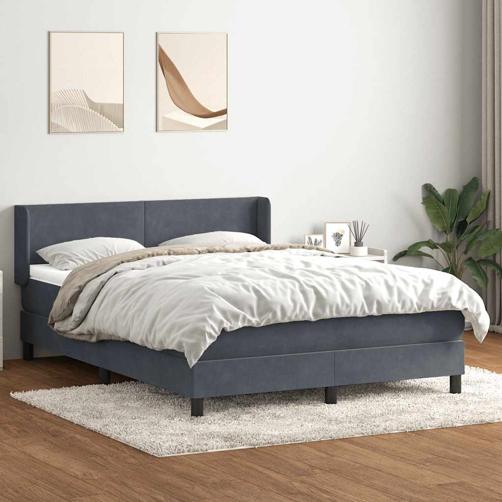 Boxspring met matras fluweel donkergrijs 140x210 cm