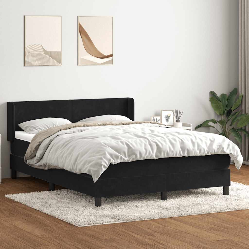 Boxspring met matras fluweel zwart 140x210 cm