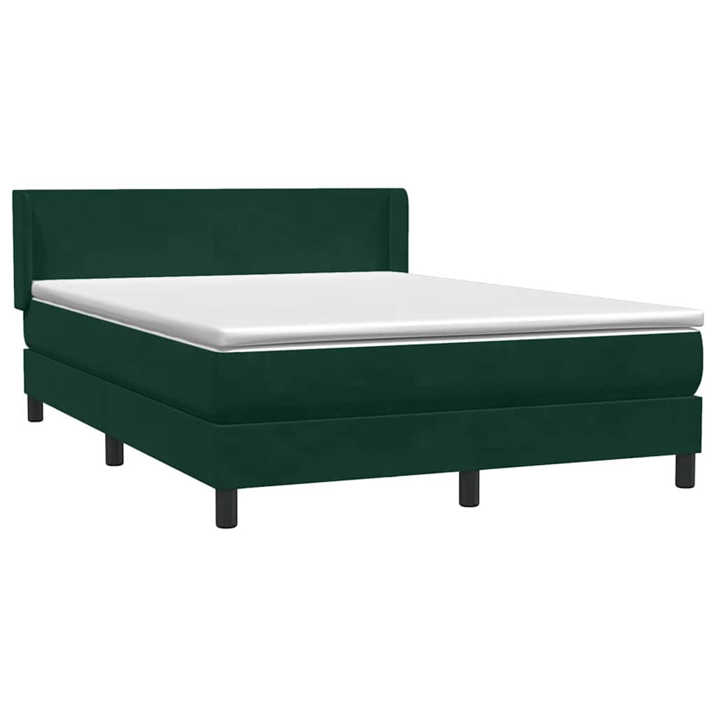 Boxspring met matras fluweel donkergroen 140x210 cm