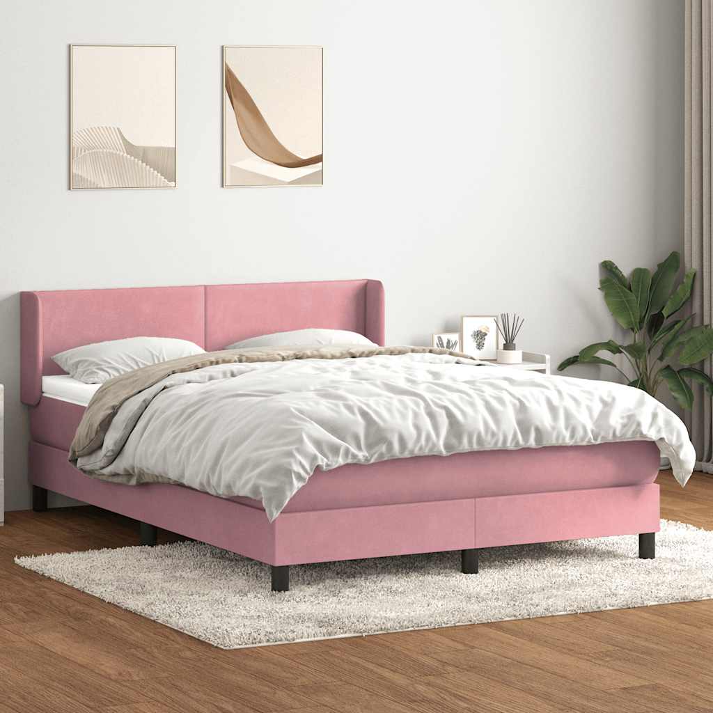 Boxspring met matras fluweel roze 140x210 cm is nu te koop bij PeponiXL, paradijselijk wonen!