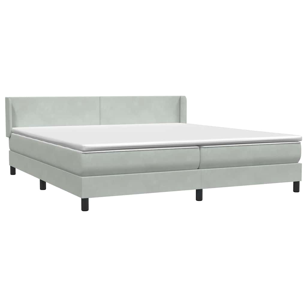 Boxspring met matras fluweel lichtgrijs 180x210 cm