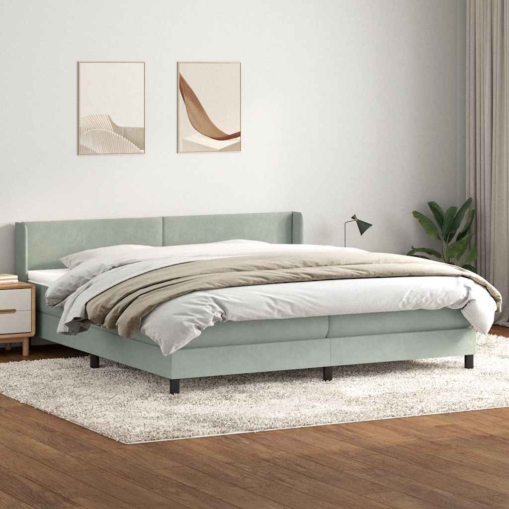 Boxspring met matras fluweel lichtgrijs 180x210 cm