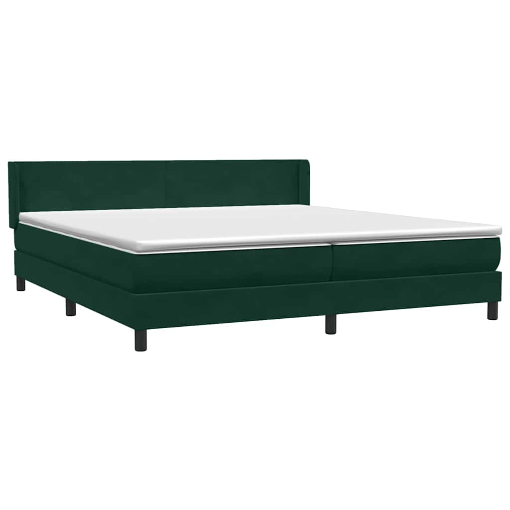 Boxspring met matras fluweel donkergroen 180x210 cm