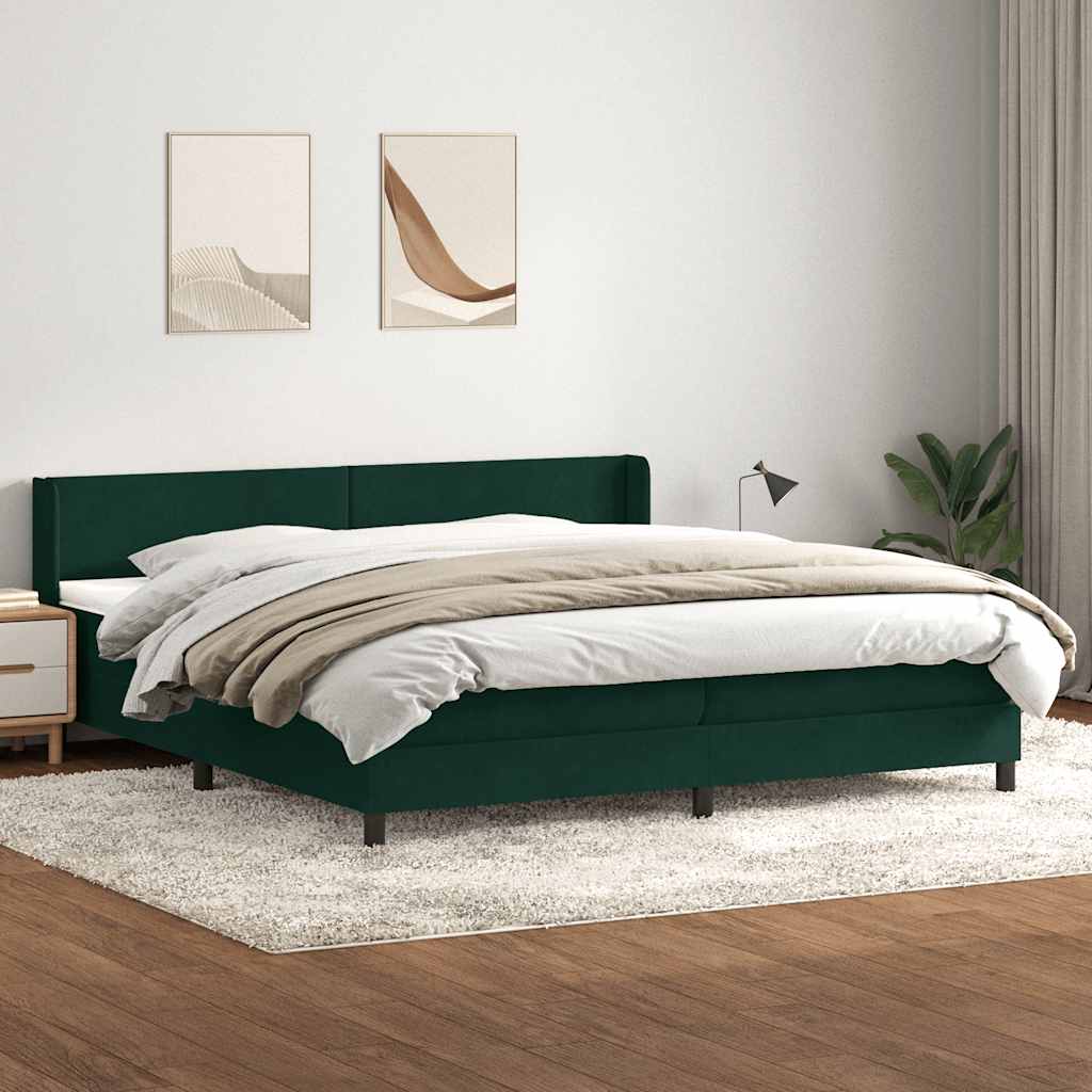 Boxspring met matras fluweel donkergroen 180x210 cm