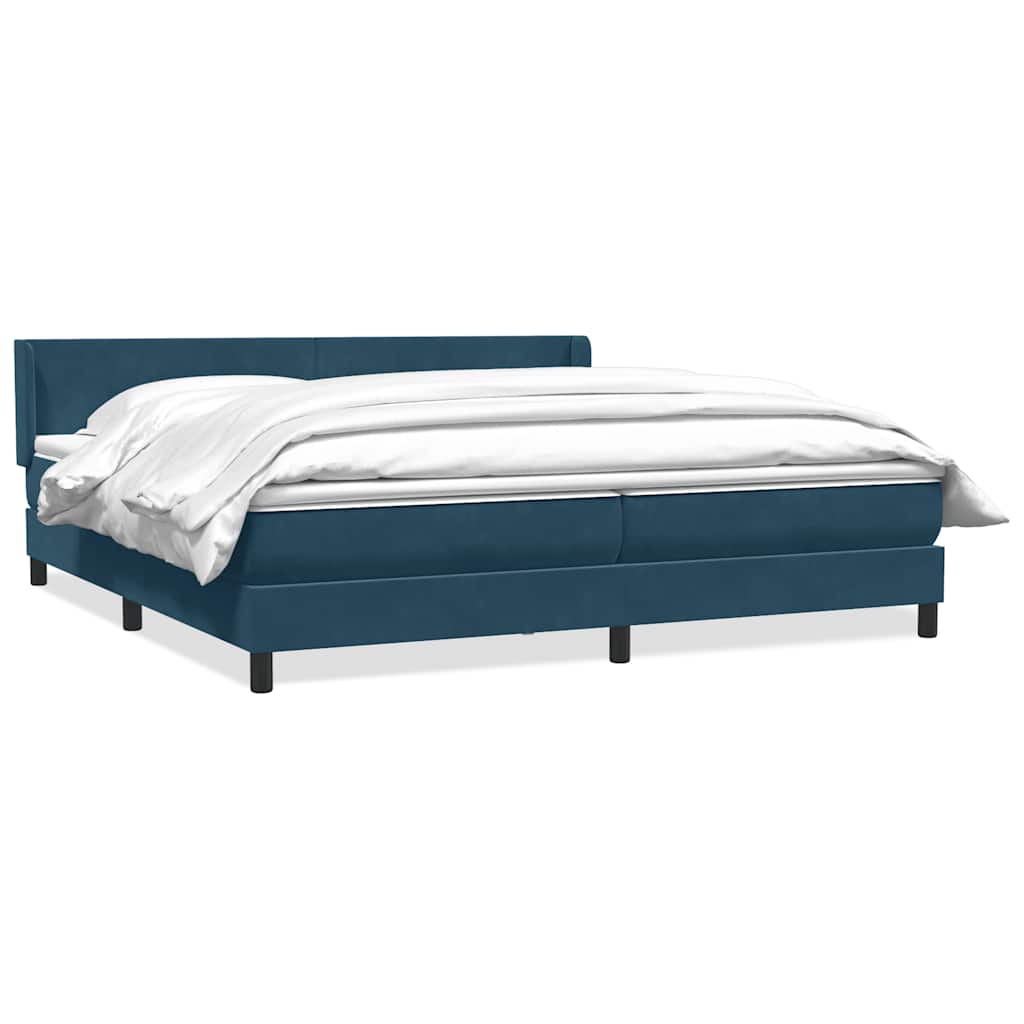 Boxspring met matras fluweel donkerblauw 180x210 cm
