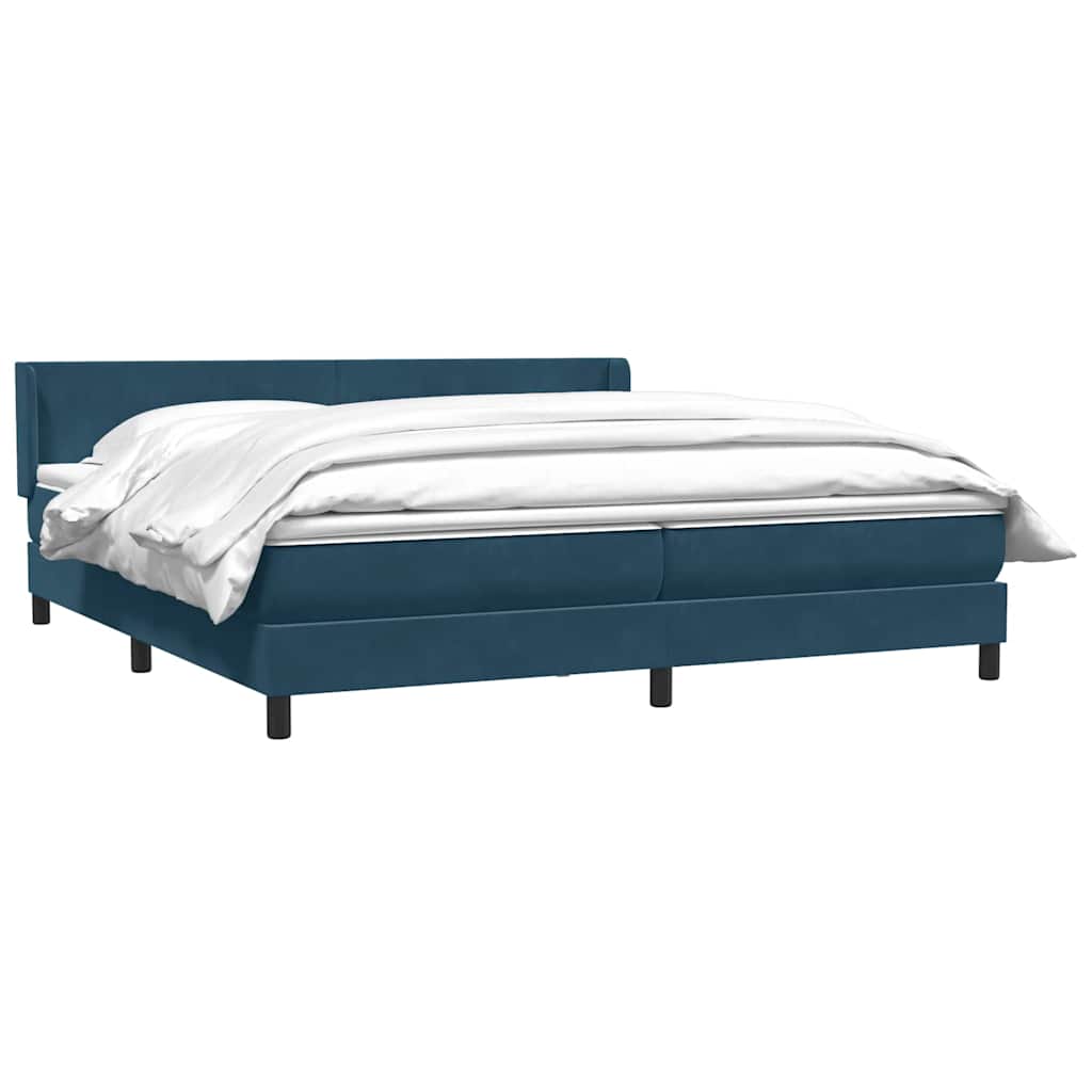 Boxspring met matras fluweel donkerblauw 180x210 cm