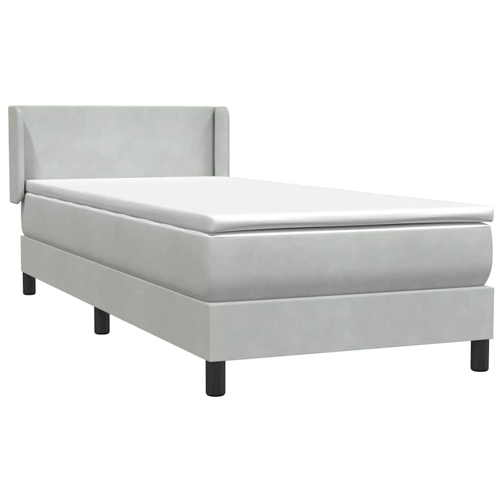 Boxspring met matras fluweel lichtgrijs 80x220 cm is nu te koop bij PeponiXL, paradijselijk wonen!
