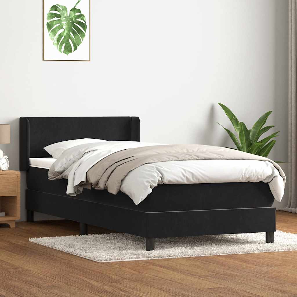 Boxspring met matras fluweel zwart 80x220 cm is nu te koop bij PeponiXL, paradijselijk wonen!
