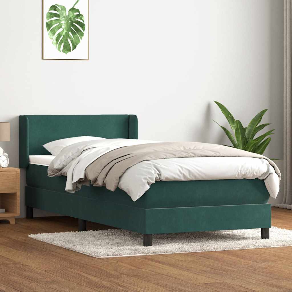 Boxspring met matras fluweel donkergroen 80x220 cm is nu te koop bij PeponiXL, paradijselijk wonen!