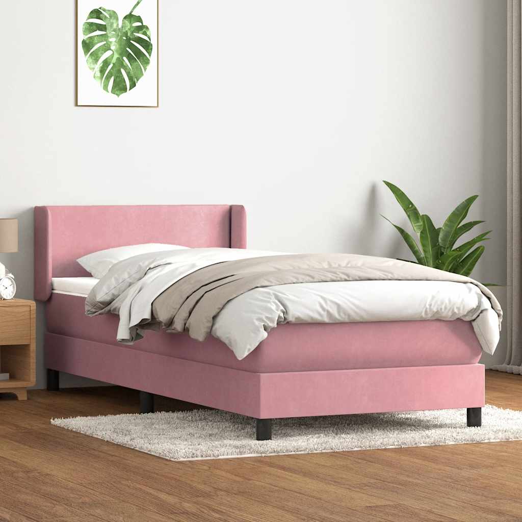 Boxspring met matras fluweel roze 80x220 cm is nu te koop bij PeponiXL, paradijselijk wonen!