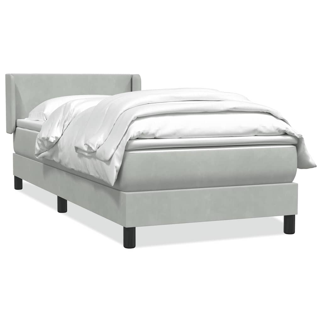 Boxspring met matras fluweel lichtgrijs 90x220 cm is nu te koop bij PeponiXL, paradijselijk wonen!